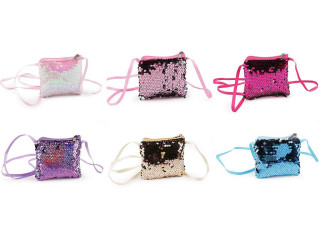 Dívčí kabelka / pouzdro na krk s flitry 11x10 cm