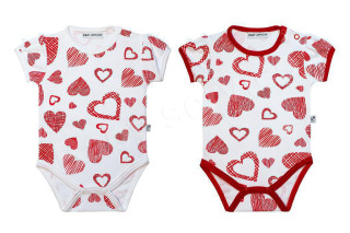 Bavlněné body krátký rukáv Srdce Baby Service BÍLÝ LEM Vel. 68 2. JAKOST