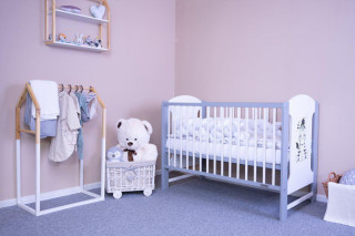 Dětská postýlka New Baby Elsa Zebra 120 x 60 cm bílo-šedá