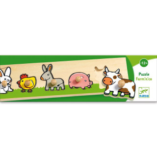 Djeco Jednoduché vkladací puzzle s úchytky domací zvířata