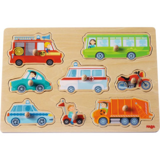 Dřevěné vkládací puzzle - dopravní prostředky Haba