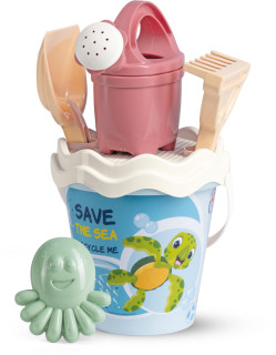 Recyklovaná pastelová sada na písek střední - oceán s konvičkou Androni 