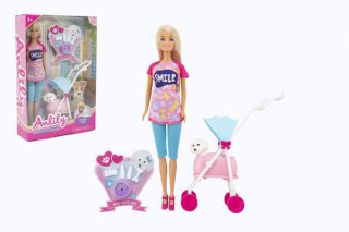 Panenka Anlily kloubová 30 cm s mazlíčkem v kočárku s doplňky