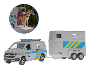 VW policejní dodávka CZ design 28 cm kov zpětný chod s přívěsem Kids Globe Traffic 