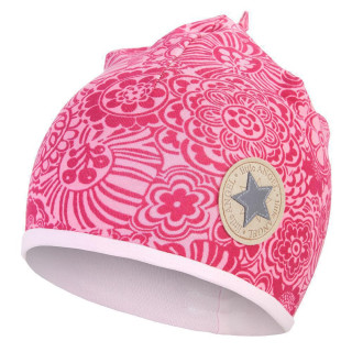 Čepice podšitá Outlast® Tm. růžová kytky/růžová baby