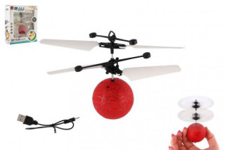 Vrtulníková koule létající svítící reagující na pohyb ruky s USB červená
