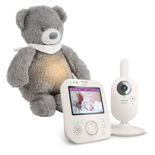 Chůvička dětská video SCD891/26+ Nattou Uspáváček 4v1 Sleepy Bear Grey Philips Avent