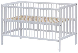 Dětská postýlka Dominik - bílá (borovice), stahovací bočnice 140 x 70 cm Scarlett 