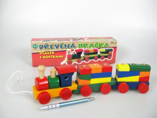 Vlak dřevěný - Vláček s kostkami