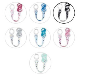 Držák na dudlík s klipem a kroužkem