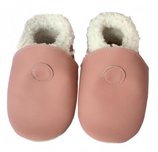 Kožené capáčky Barefoot Zimní Růžové Hopi Hop