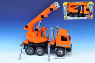 Lena Autojeřáb plast 70cm 3-osý oranžový v krabici