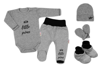 5-ti dílná soupravička do porodnice Little Prince Vel. 62 - šedá Baby Nellys