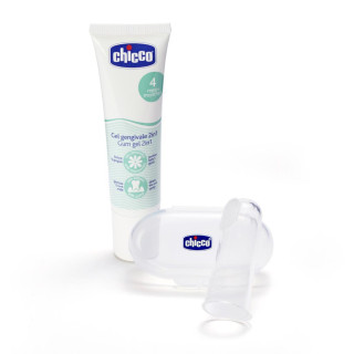 Set zubní uklidňující gel a kartáček na prst s pouzdrem Chicco 4m+