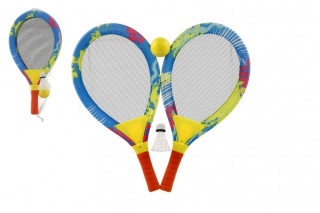 Plážová sada pálky 2 ks s míčkem a košíčkem barevné 