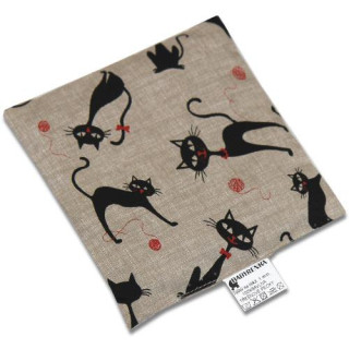 Nahřívací polštářek z třešňových pecek 15x15cm Černé kočky