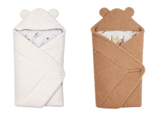 Oteplená zavinovací deka s kapucí bavlna 90 x 90 cm Baby Nellys