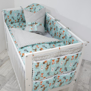 7 dílná sada do postýlky Minky Forest 100 x 135 cm Esito - stříbrná