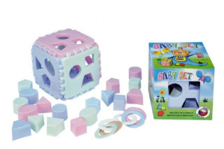 Baby set vkládací kostka Mimi+kousací kroužky v krabičce od 6 měsíců