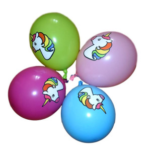Balónky kulaté Jednorožec barevný potisk 4 ks