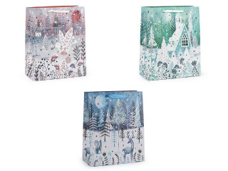 Dárková taška vánoční s glitry 26 x 32 cm