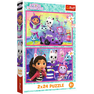 Puzzle Hraní s Gabby 2 v 1 Gábinčin kouzelný domeček 2 x 24 dílků
