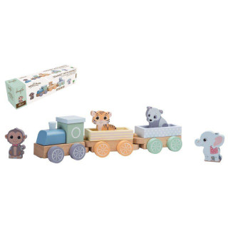 The Wildies Family dřevěný vláček se zvířátky Jouéco 18m+