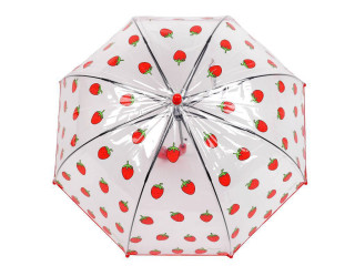 Dětský průhledný vystřelovací deštník jahoda