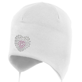 Dívčí kojenecká zavazovací čepice Srdíčko Bílá RDX
