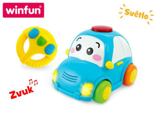 IR/C auto veselé 14 cm s volantem na baterie se světlem a zvukem