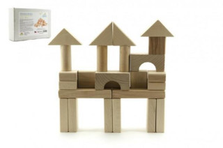 Kostky dřevěné přírodní 50ks v krabičce 12m+