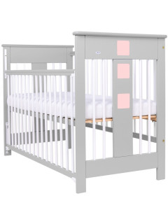 Dětská postýlka Drewex Sahara se stahovací bočnicí šedo-růžová