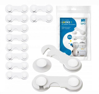 Bezpečnostní dětská pojistka na skříňky 10 ks, bílá