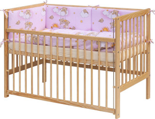 Dětská postýlka s kompletní výbavou 120 x 60 cm, mráček růžová Scarlett