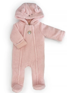 Zimní dívčí kojenecká kombinéza, kapuce s ušima Pidilidi Pink 