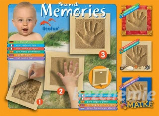 Otisk ručičky nebo nožičky v písku - přírodní s dřevěným rámečkem