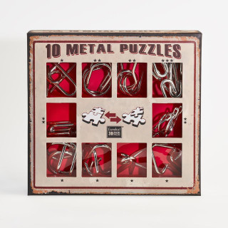 Sada 10 hlavolamů kov červená Albi