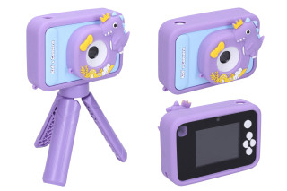 Dětský digitální fotoaparát silikonové pouzdro dino stativ - foto 48Mpx video Full HD