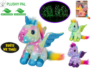 Plushy Pal jednorožec plyšový 15 cm sedící s křídly svítící ve tmě