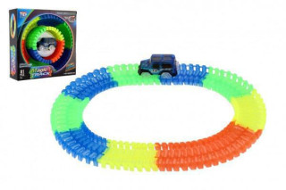 Dráha svítící ve tmě 102 cm + auto na baterie 81 ks