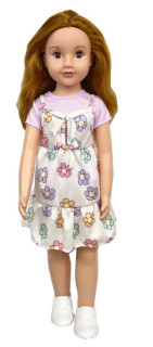 Chodící panenka v květinových šatech 70 cm