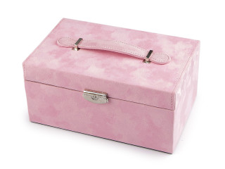 Šperkovnice 2 v 1 uzamykatelná růžová semiš