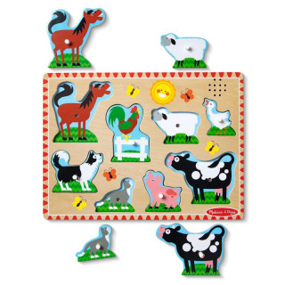 Dřevěné puzzle se zvuky Zvířata na farmě Melissa & Doug