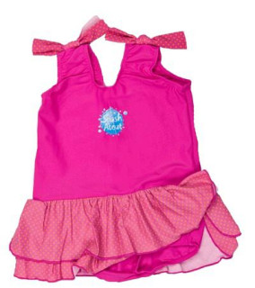 Jednodílné plavky Růžový puntík se sukýnkou Vel. 1-2 roky