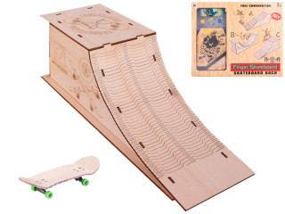 Skateboard 10 cm kov s dřevěnou rampou