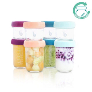 Skleněné misky s víčky Multiset 4 x 100 ml + 4 x 220 ml Babymoov