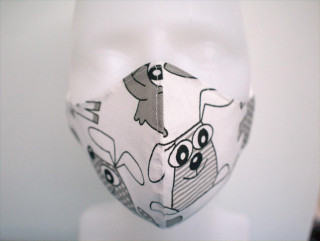 Látková respirační rouška - maska dámská jednovrstvá pejsek a kočička