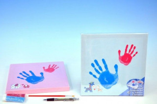 Malování na plátno rukama - MODRÉ PLÁTNO