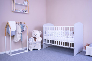 Dětská postýlka New Baby Leo bílo-šedá