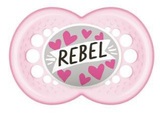Šidítko Rock'n Roll silikon 6m+ MAM RŮŽOVÝ + REBEL